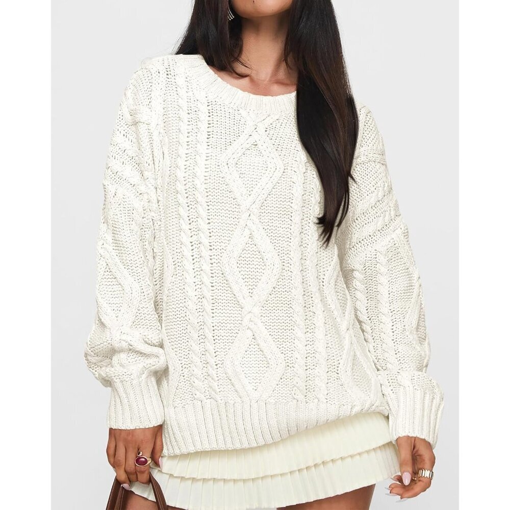Women Long Sleeve Sweater Ribbed Knit Crewneck Fall Casual Cozy Pullover - Picture 2 of 6